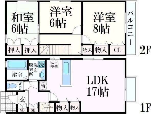 やまてタウンハウスＢ棟の物件間取画像